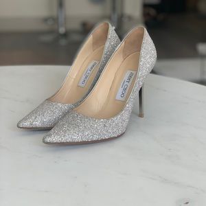 Jimmy Choo Romy 100mm Heels | Silver Clitter